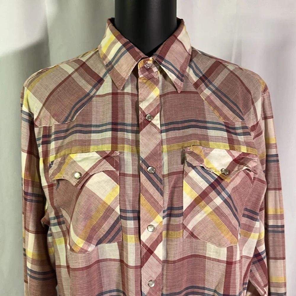 Vintage Youngbloods Authentic Western Red Plaid Pearl Snap Button Down Shirt
